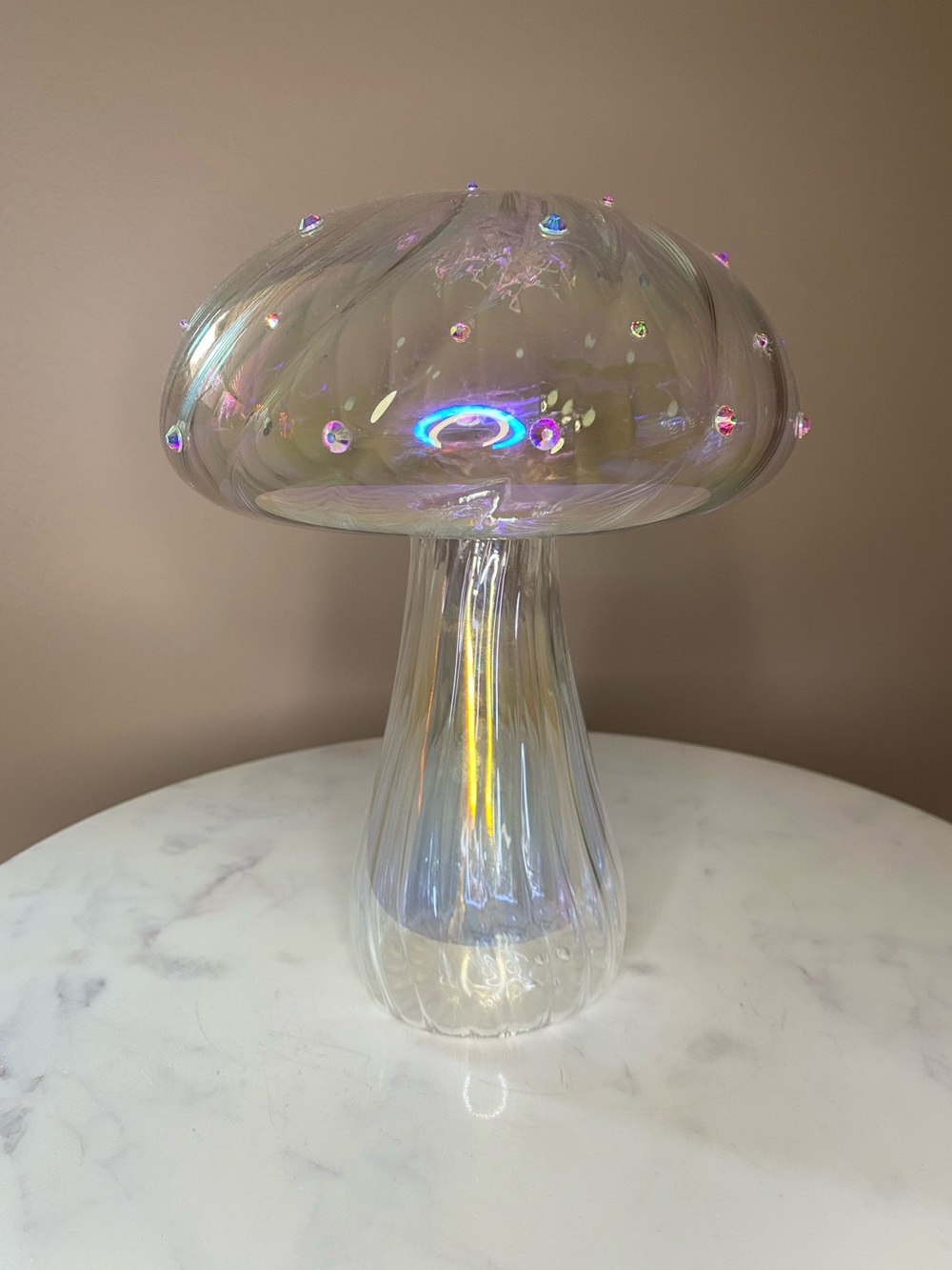 Cupcakes & Cashmere Iridescent Glass Decorative Mushroom
